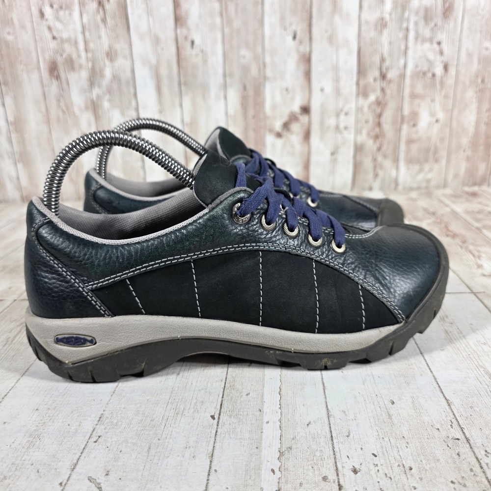 Keen Presidio Navy Blue Black Leather Walking Shoes Womens 8 1017120